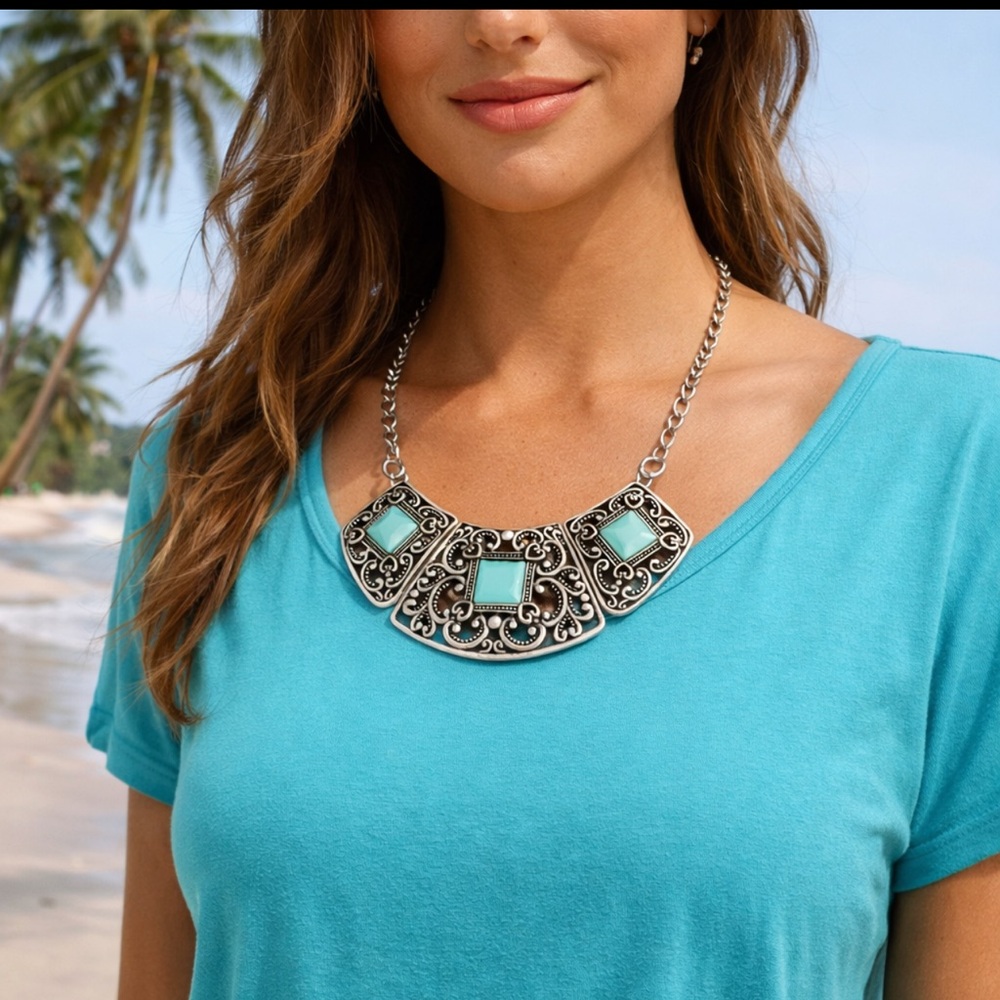 Silver & Turquoise Statement Necklace